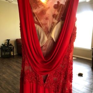 Jovani Dresses - Sheer Floral Red Jovani Evening Gown, Size 0-4 Jovani Dresses - Sheer Floral Red Jovani Evening Gown, Size 0-4
